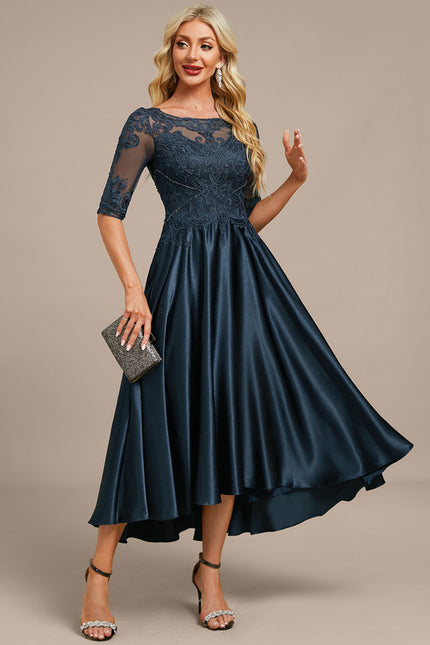 Robe Dentelle Élégante Marine - gallery 5