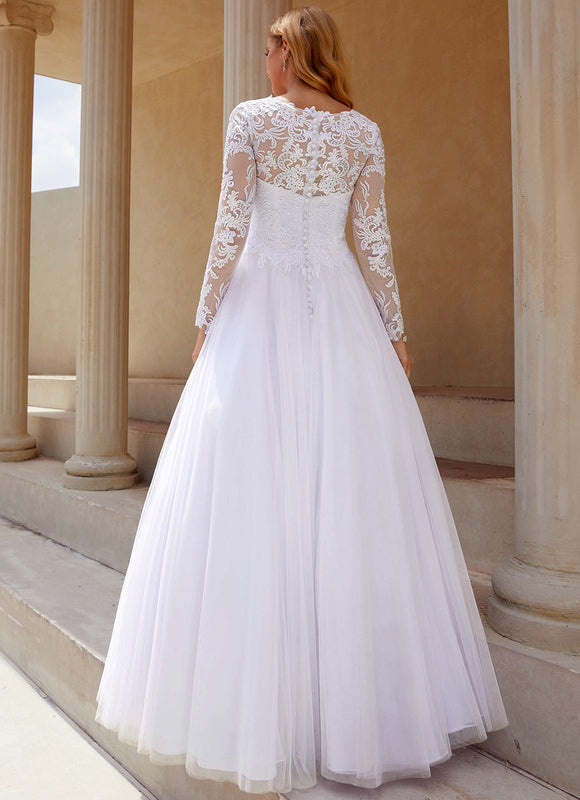 Robe Dentelle Classique Tulle Élégant - gallery 4