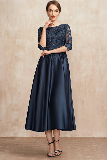 Robe De Soirée Col Bateau Dentelle - gallery 2