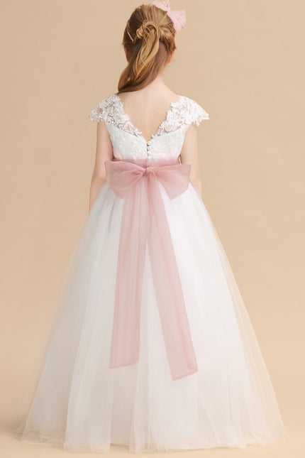 Robe Dentelle Enfant Satinée - gallery 2