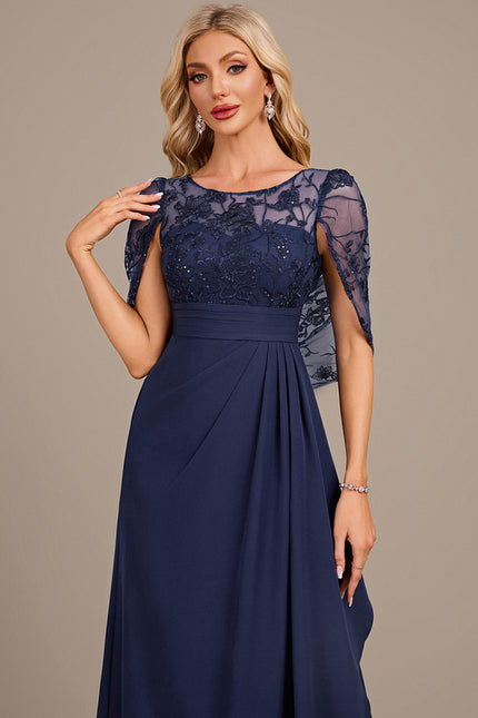 Robe Dentelle Élégante Bleu Nuit - gallery 1