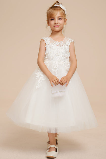 Robe Dentelle Enfant Blanche Florale - gallery 3