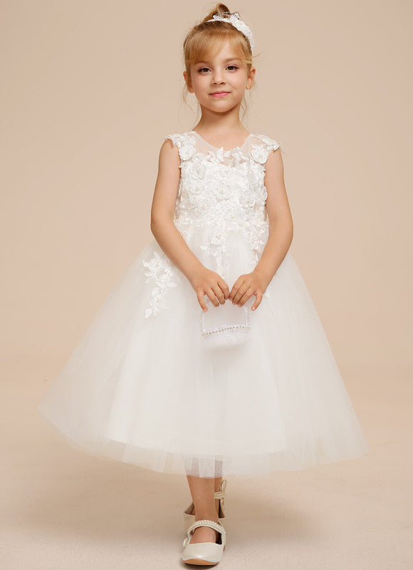 Robe Dentelle Enfant Blanche Florale - gallery 3