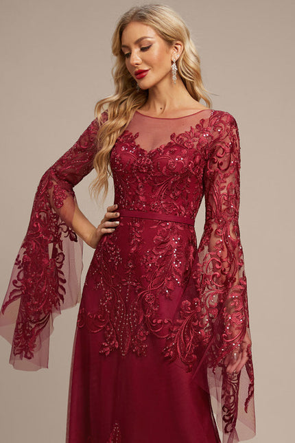 Robe Longue Dentelle Bordeaux - gallery 5