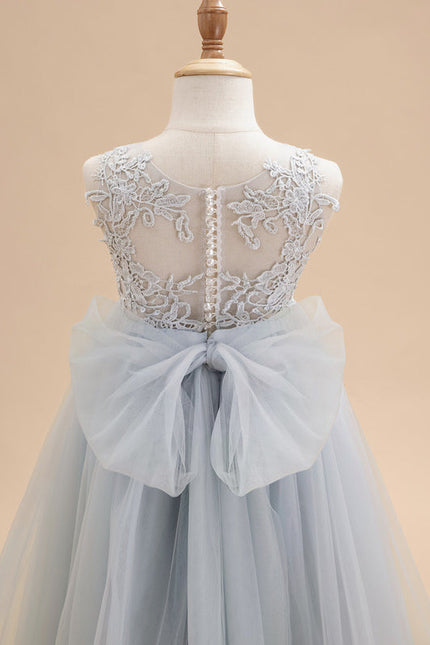 Robe Dentelle Tulle Bleu Clair - gallery 6