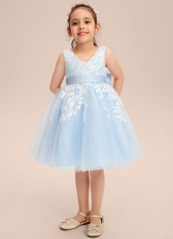 Robe Dentelle Bleu Ciel Tulle - gallery 1