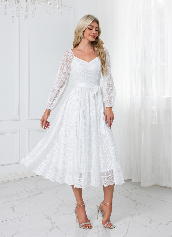 Robe Blanche Dentelle Mariage Civil - gallery 3