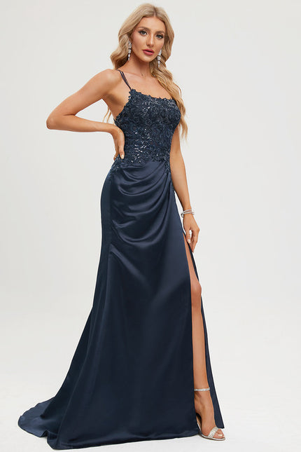 Robe Dentelle Satin Drapé - gallery 6