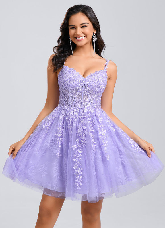 Robe Dentelle Courte Tulle Floral