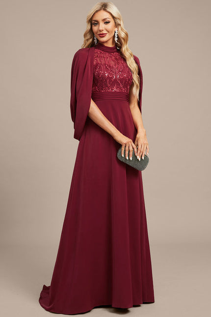 Robe Dentelle Soirée Col Haut - gallery 4