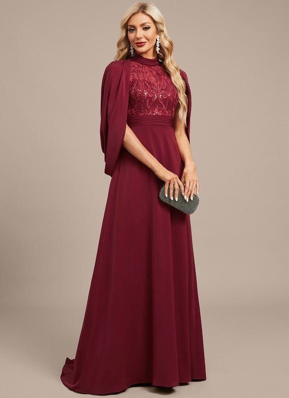 Robe Dentelle Soirée Col Haut - gallery 4