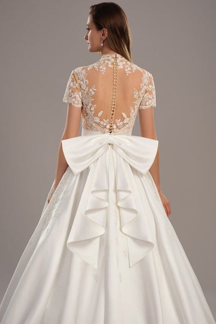Robe Dentelle Nuptiale Satinée Élégante - gallery 5