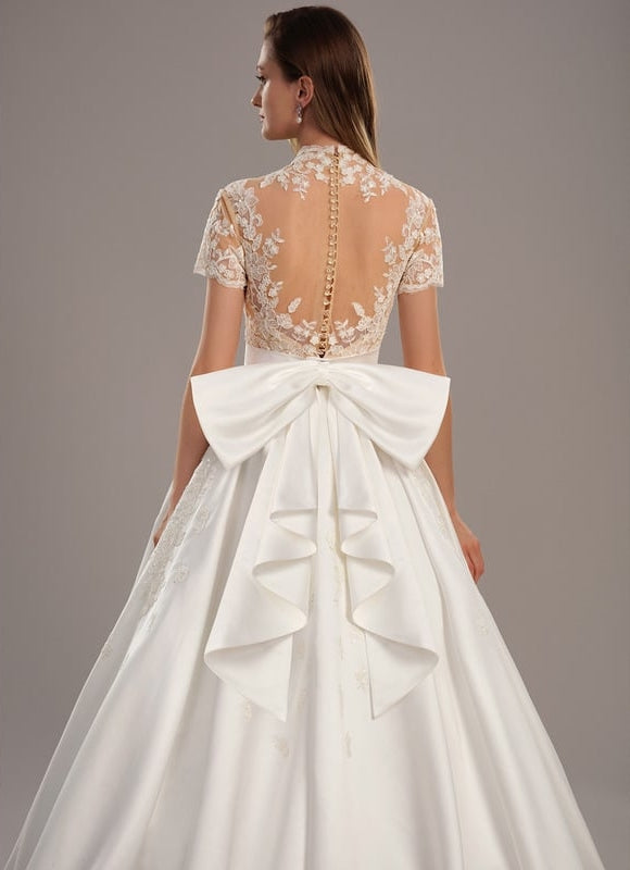 Robe Dentelle Nuptiale Satinée Élégante - gallery 5
