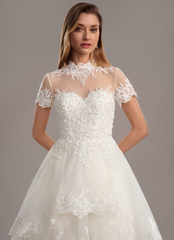 Robe Mariee Col Montant Dentelle - gallery 3