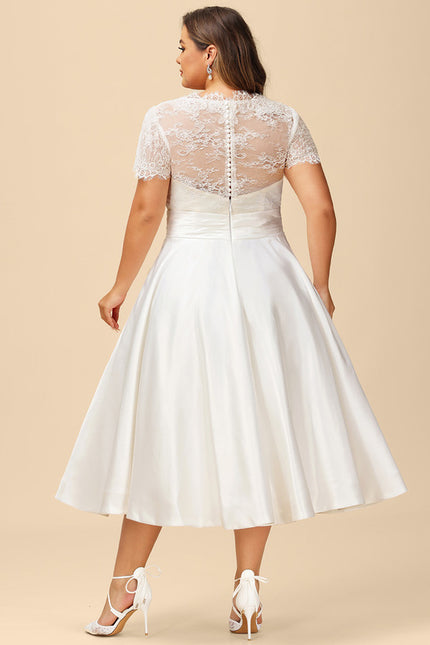 Robe Dentelle Satinée Écrue - gallery 8