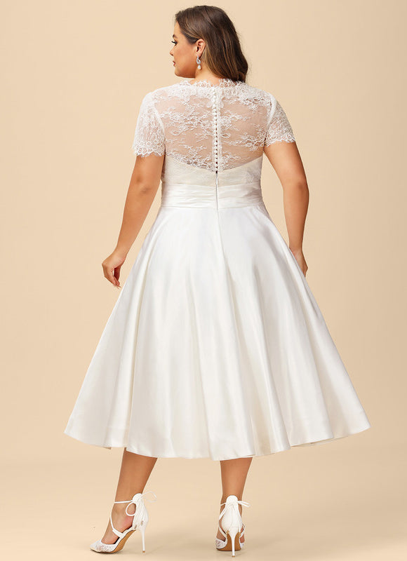 Robe Dentelle Satinée Écrue - gallery 8