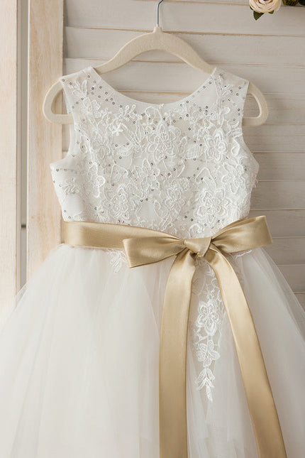 Robe Dentelle Tulle Ivoire Ornée - gallery 2