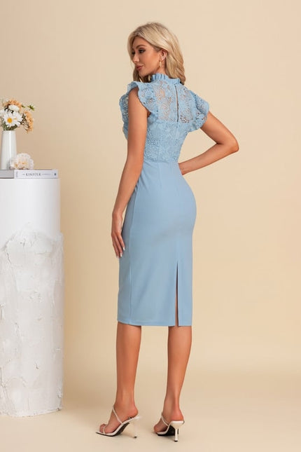 Robe Dentelle Midi Bleu Ciel - gallery 1