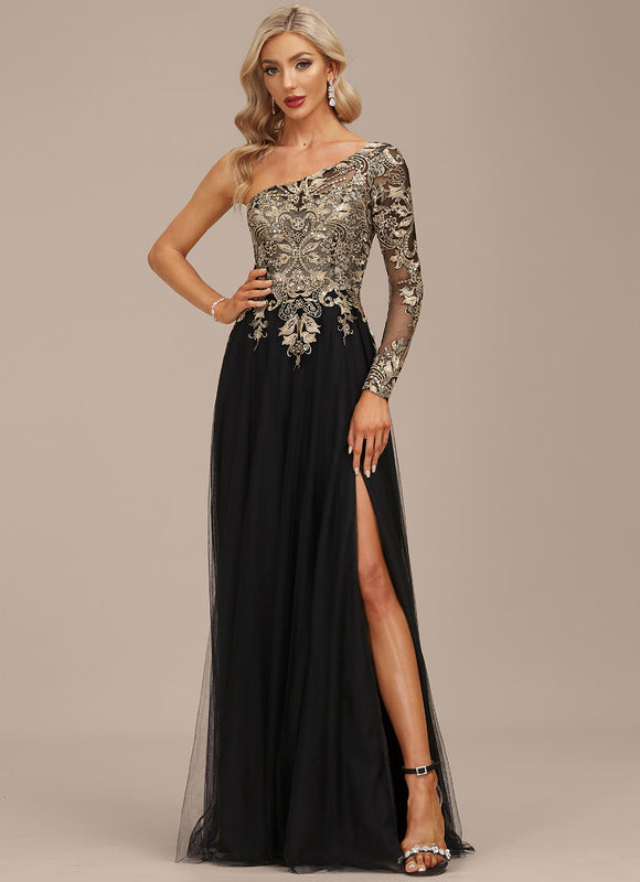 Robe Dentelle Tulle Asymétrique - gallery 5