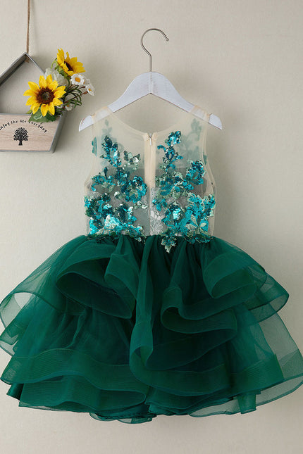 Robe Dentelle Festive Émeraude - gallery 1