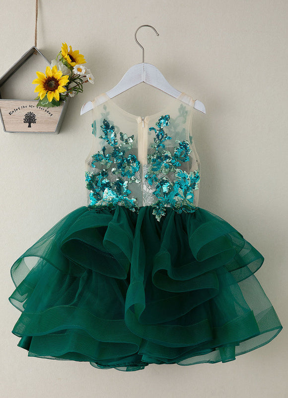 Robe Dentelle Festive Émeraude - gallery 1