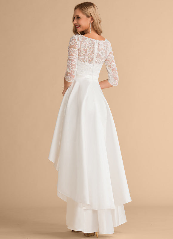 Robe Dentelle Asymétrique Satinée - gallery 2