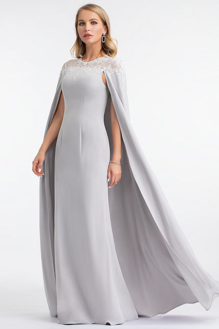 Robe Dentelle Grise Capée - gallery 2