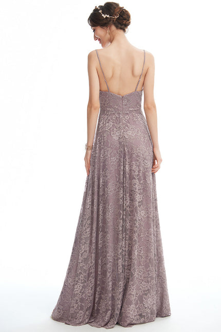 Robe Dentelle Longue Mauve Dentelle - gallery 2