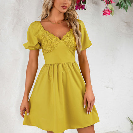 Robe En Dentelle Jaune