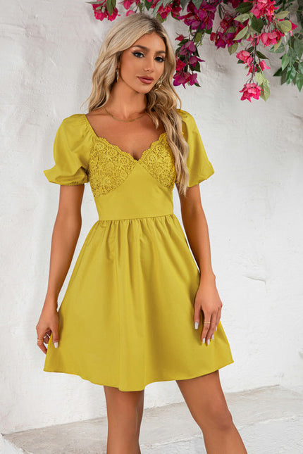 Robe En Dentelle Jaune
