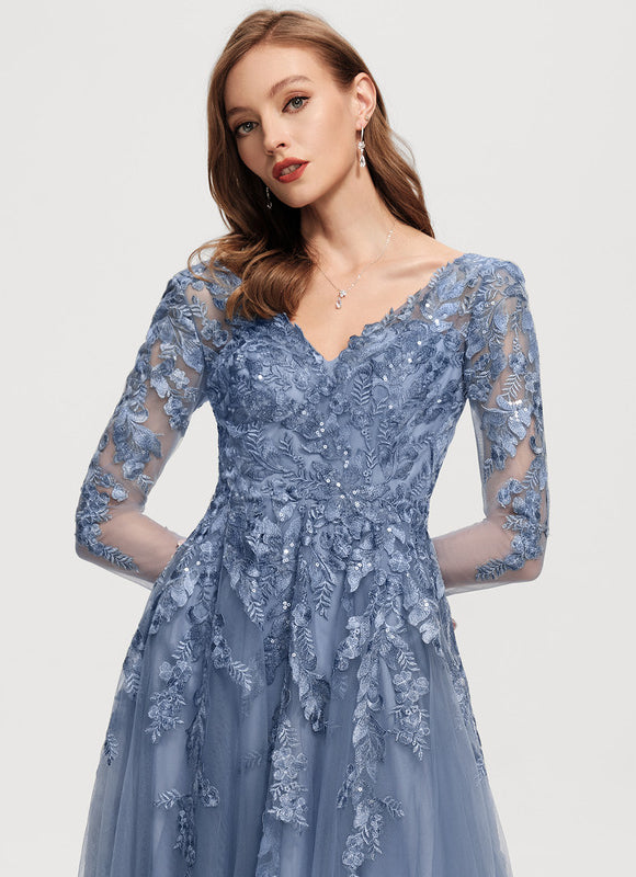 Robe Dentelle Grise Élégante - gallery 1