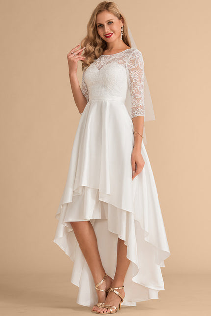 Robe Dentelle Asymétrique Satinée - gallery 1