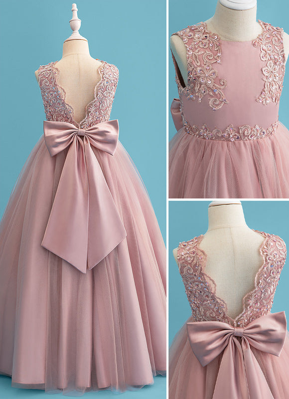 Robe Dentelle Fille Rose Élégante