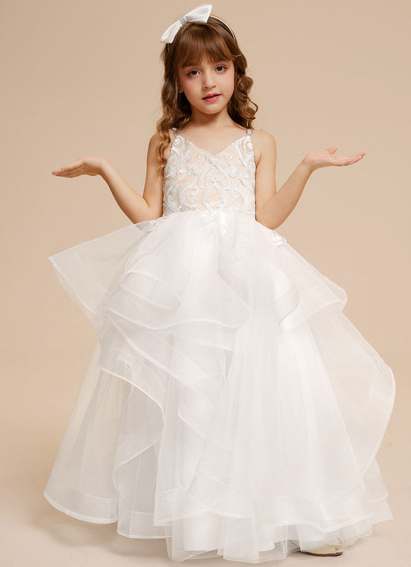 Robe Dentelle Tulle Volants - gallery 3