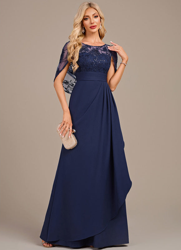 Robe Dentelle Élégante Bleu Nuit - gallery 2