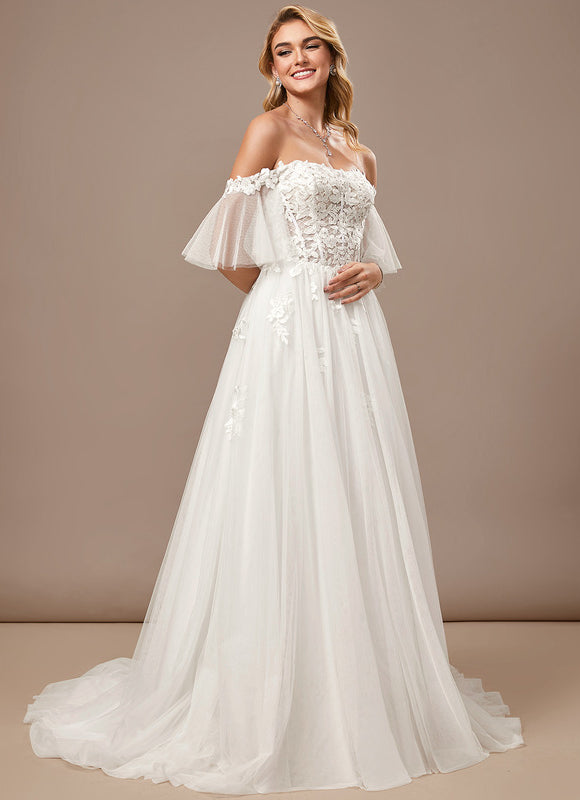 Robe Blanche Longue Dentelle Mariage - gallery 2
