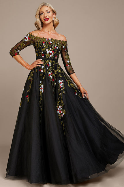 Robe Dentelle De Gala Florale - gallery 2