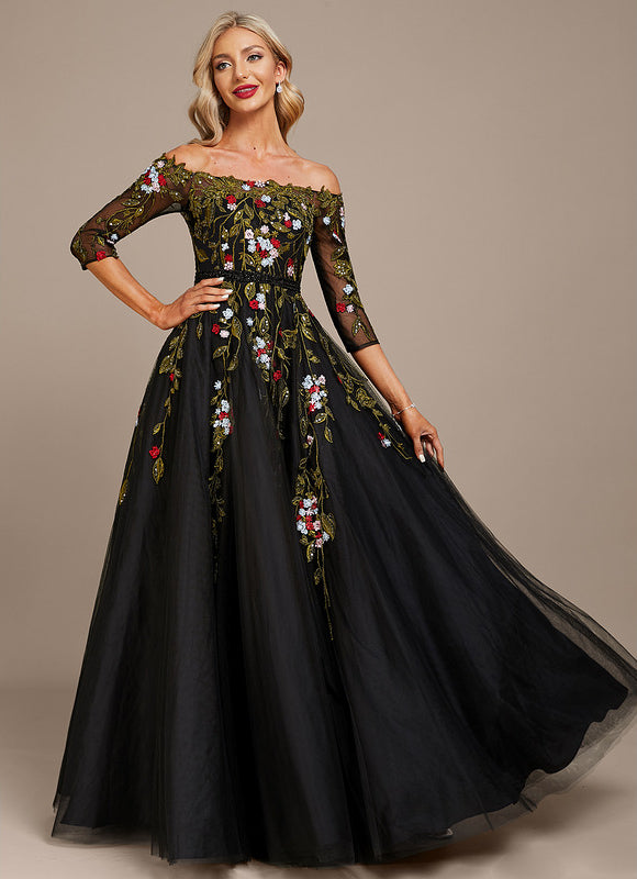 Robe Dentelle De Gala Florale - gallery 2