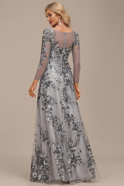 Robe Dentelle Florale Grise - gallery 4