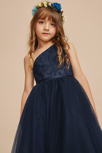 Robe Dentelle Asymétrique Tulle Fleuri - gallery 9