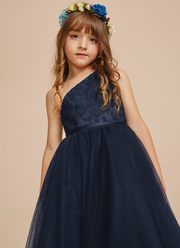 Robe Dentelle Asymétrique Tulle Fleuri - gallery 9