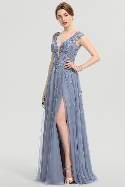 Robe Dentelle Grise Élégante - gallery 4