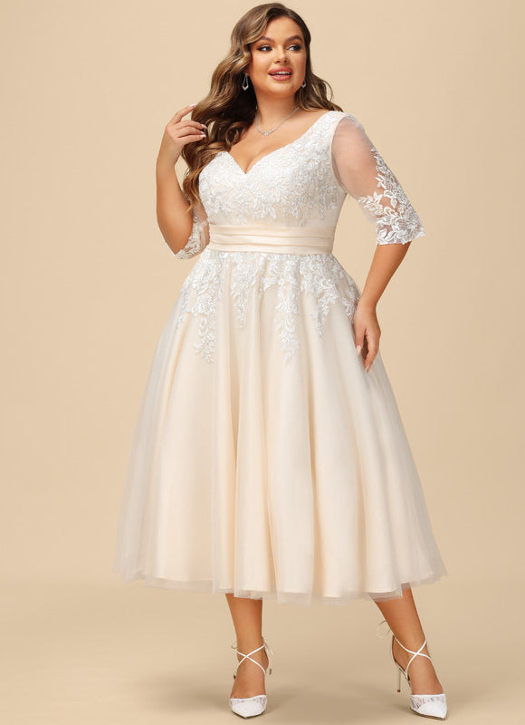 Robe Dentelle Écrue Tulle - gallery 6