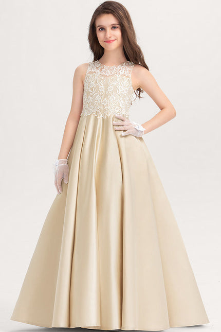 Robe Dentelle Satin Beige - gallery 3