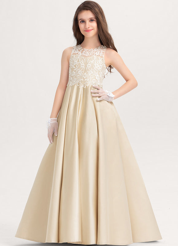 Robe Dentelle Satin Beige - gallery 3