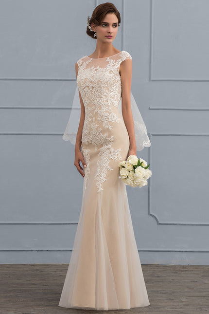 Robe Dentelle Sirène Tulle Écru - gallery 3
