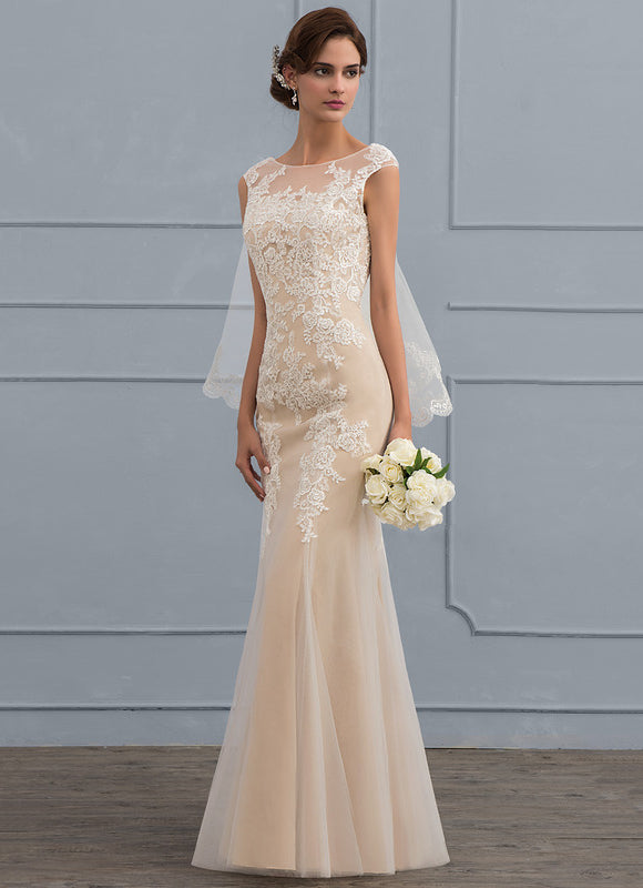 Robe Dentelle Sirène Tulle Écru - gallery 3