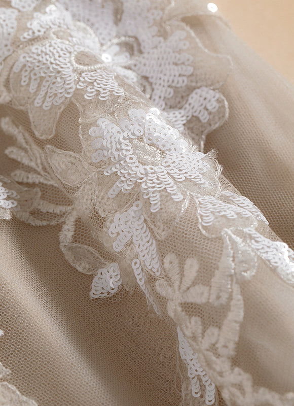Robe Dentelle Élégante Crème - gallery 5
