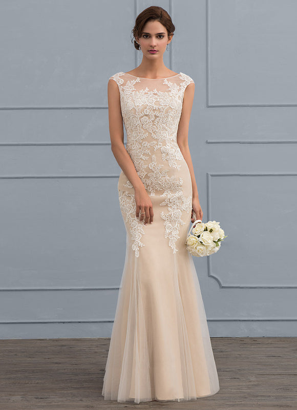 Robe Dentelle Sirène Tulle Écru