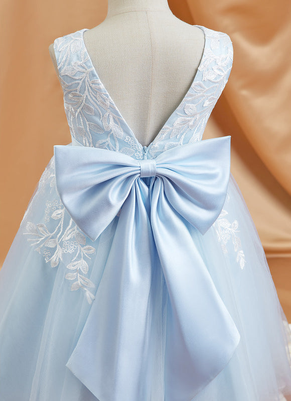 Robe Dentelle Bleu Ciel Tulle - gallery 2